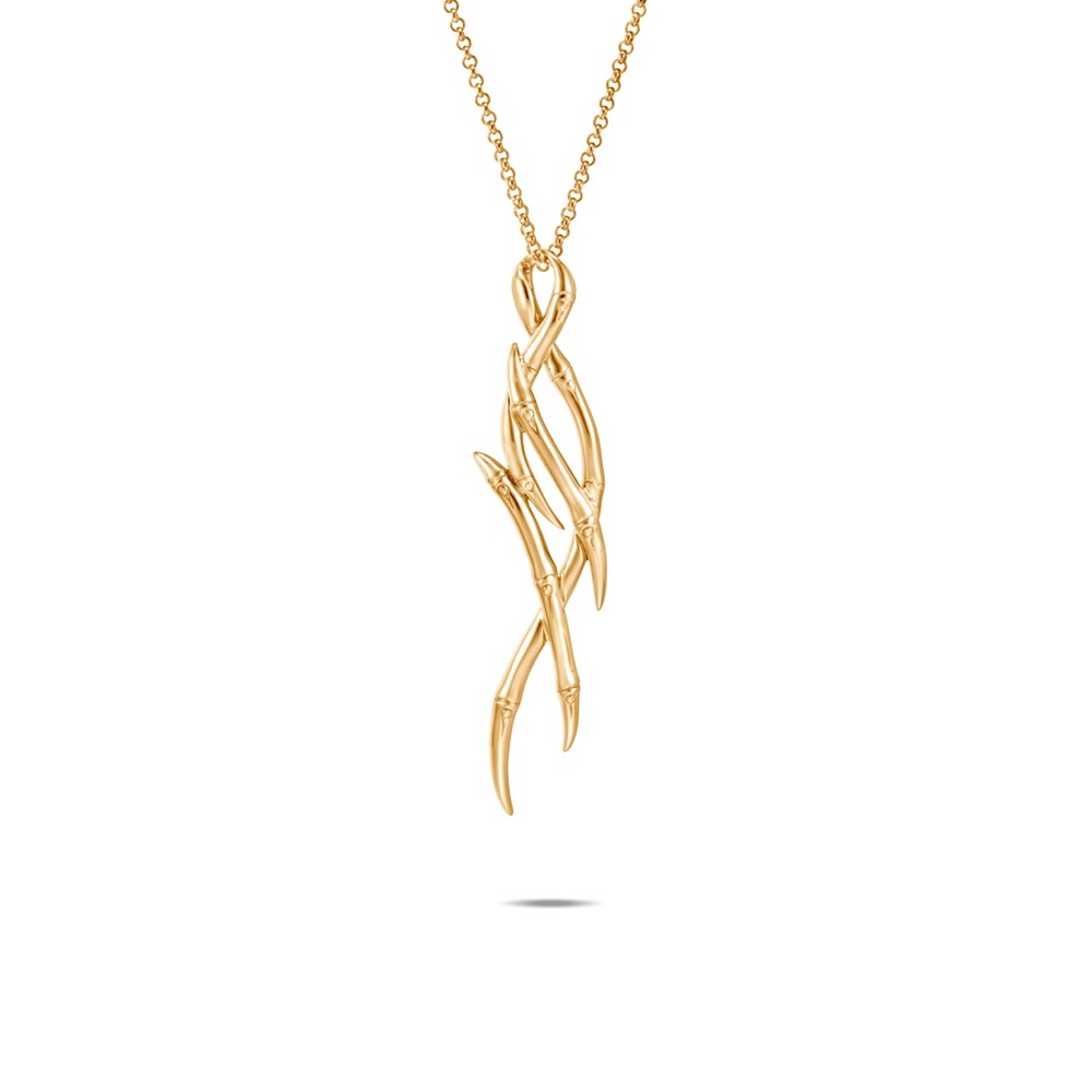 John Hardy 18K Gold Bamboo Pendant Necklace (NEW)